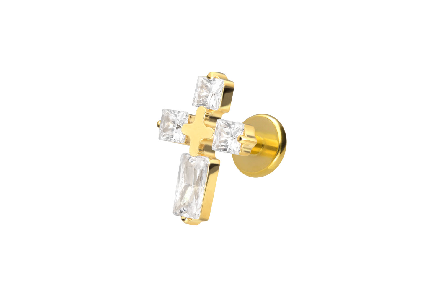 Titan Labret Piercing mit Innengewinde KRISTALLKREUZ
